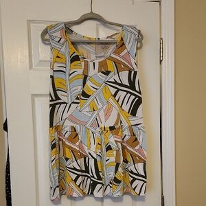 Lane Bryant Pastel Geometric Swing Tank — Blue, Pink, Yellow, Black